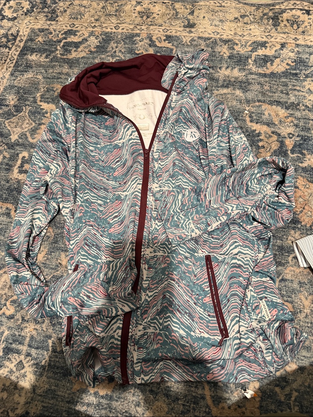 Womens Lightweight Horseware Jacket in Teal Marble Print